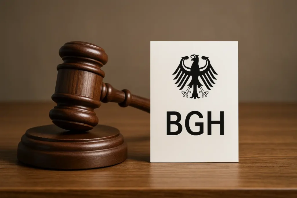 Richterhammer und BGH-Symbol auf Holztisch als Symbolbild für Urteil zur Eigenbedarfskündigung im Härtefall