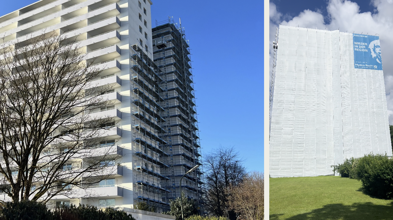 Fassadensanierung Hochhaus Muenchen – Vorher Nachher Vergleich